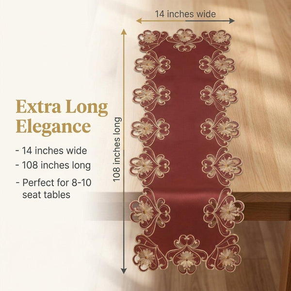 Red Lace Table Runner – Imperial Red, 14x108 Inch