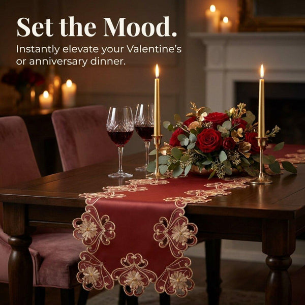 Red Lace Table Runner – Imperial Red, 14x108 Inch