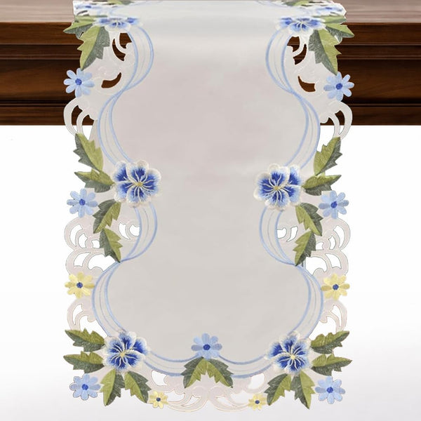 Blue Green Lace Runner – Eternal Grace, 14x108 Inch