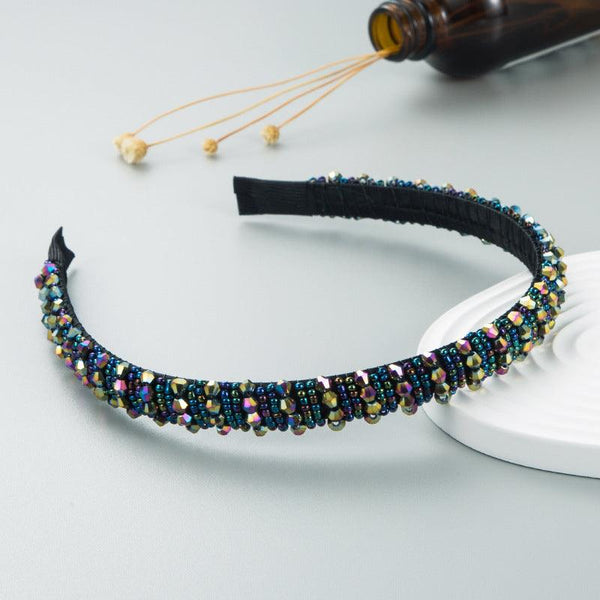 Hair Hoop Hand-woven Beaded Headband Female Baroque Sponge Hair Bundle Korean Face Wash Hair Accessories