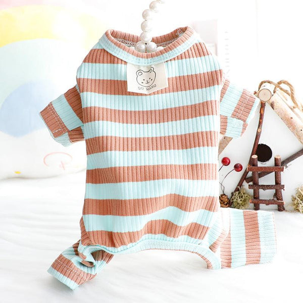 Dog Clothes Spring and Summer Thin Wide Striped Four-legged Home Clothes Bottoming Shirt Small Dog Teddy Pet
