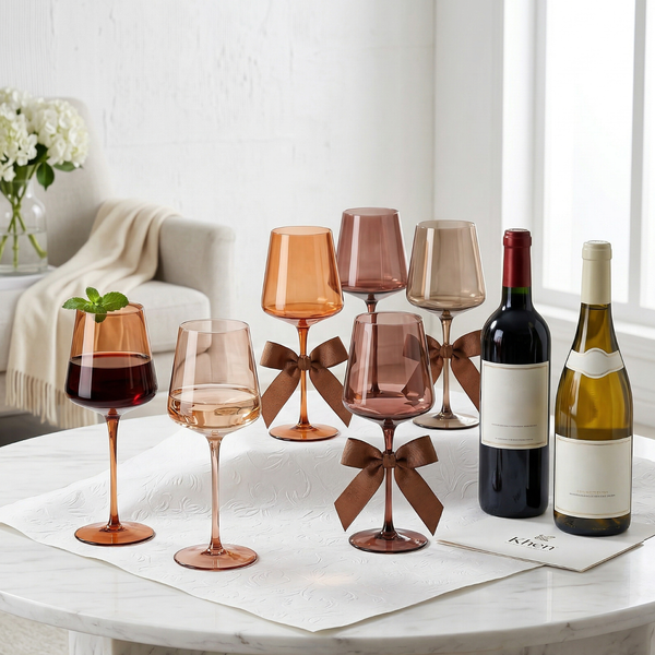 Venus Wine Glasses, Set of 6, Brown Shades 22.3oz Glass Tall