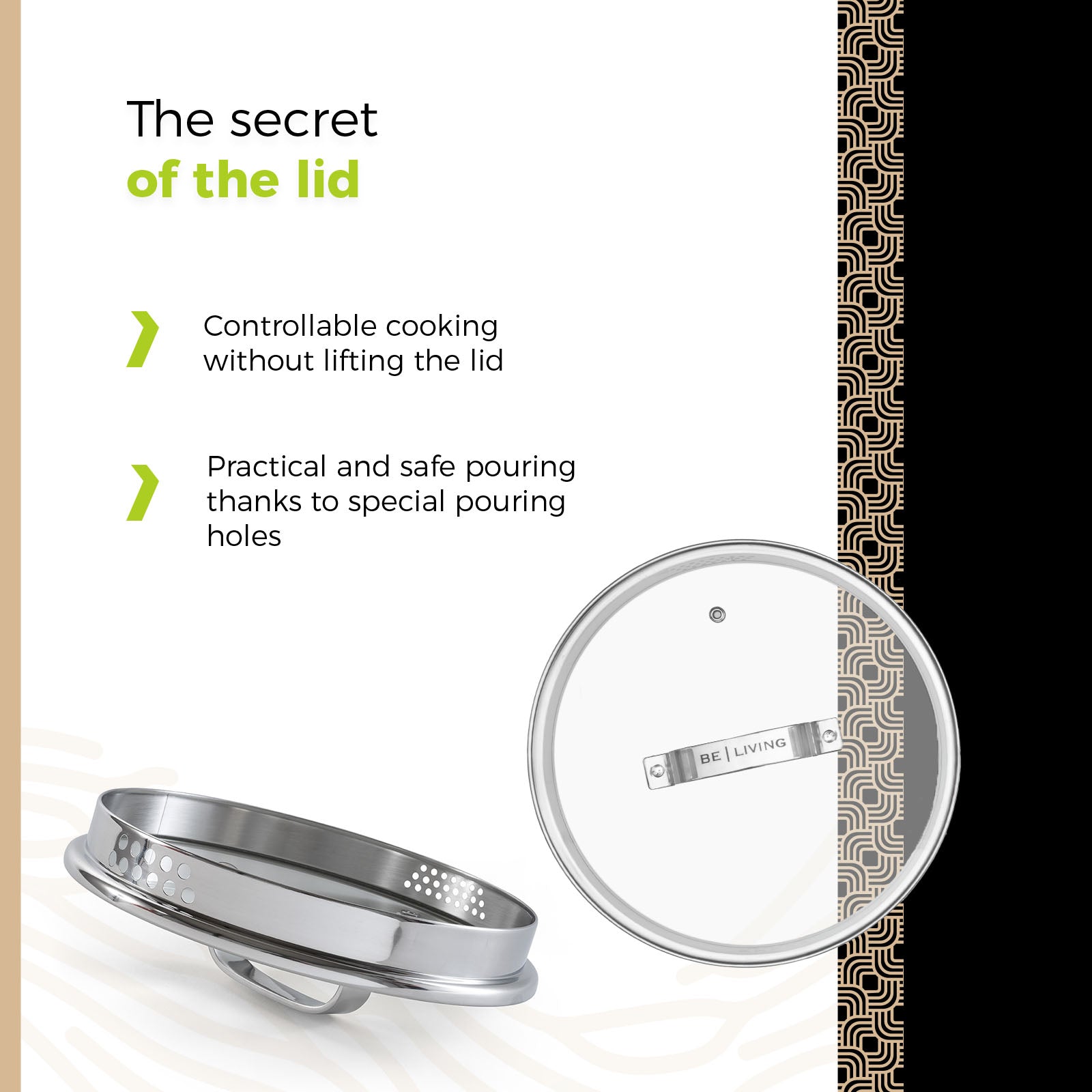 BE | LIVING Vita Series 3 piece Stainless Steel Pasta Pot - Ø 24 cm - 7.5L - Saucepan with Lid