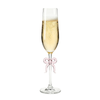 Single Clear Champagne Glass with Pink Bow on Stem, One Piece