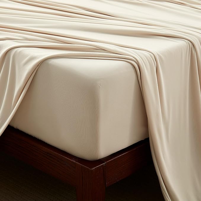 100% Microfiber Jersey Knit Sheet Set with Pillowcases-Beige Sleep Zone