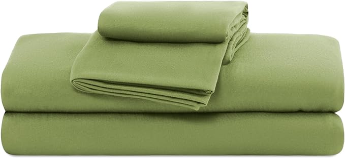 100% Microfiber Jersey Knit Sheet Set with Pillowcases-Green Sleep Zone