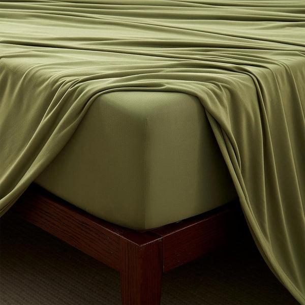 100% Microfiber Jersey Knit Sheet Set with Pillowcases-Green Sleep Zone