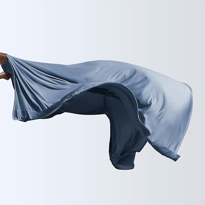 100% Microfiber Jersey Knit Sheet Set with Pillowcases-Stone Blue Sleep Zone