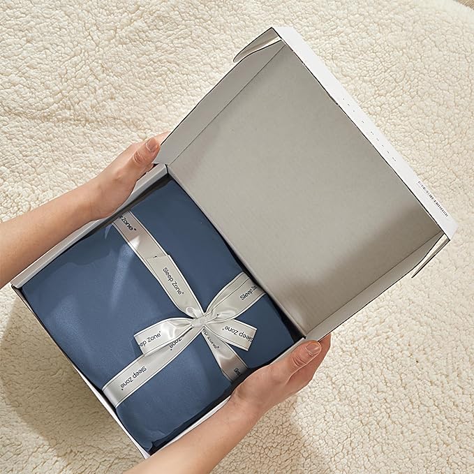 100% Microfiber Jersey Knit Sheet Set with Pillowcases-Stone Blue Sleep Zone