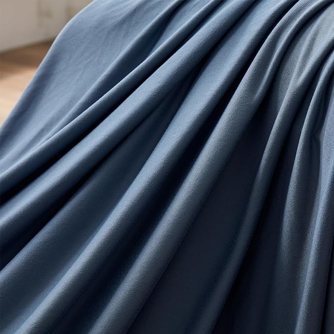 100% Microfiber Jersey Knit Sheet Set with Pillowcases-Stone Blue Sleep Zone