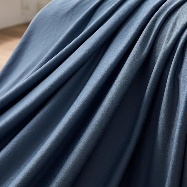 100% Microfiber Jersey Knit Sheet Set with Pillowcases-Stone Blue Sleep Zone