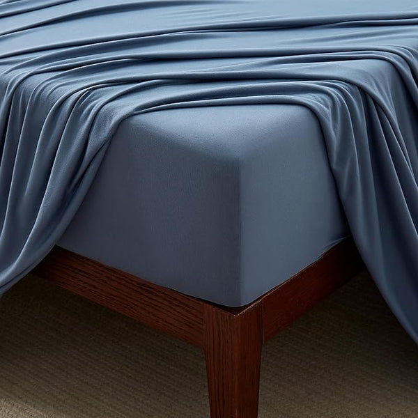 100% Microfiber Jersey Knit Sheet Set with Pillowcases-Stone Blue Sleep Zone