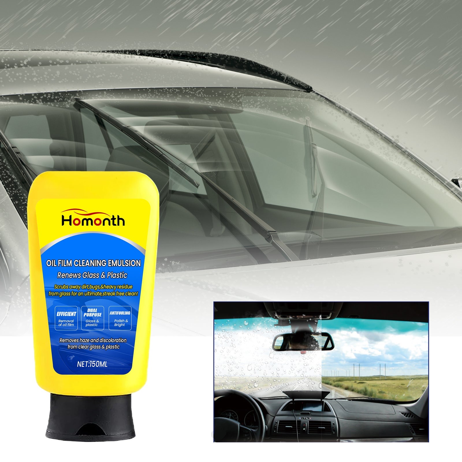 Oil Film Cleaning Emulsion, Powerful Stain Removing Oil Film Cleaning Emulsion For Car Window Front Windshield