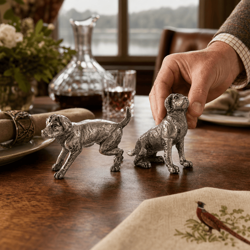 Pewter Spaniel Salt & Pepper Set