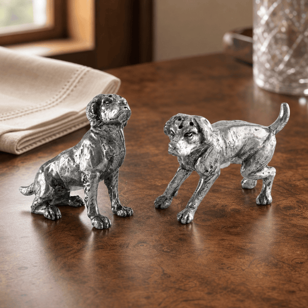 Pewter Spaniel Salt & Pepper Set