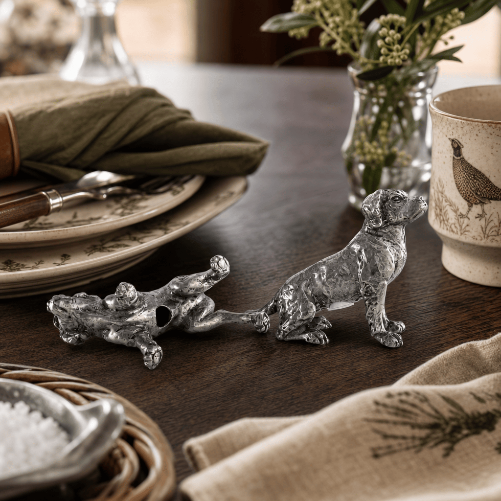Pewter Spaniel Salt & Pepper Set