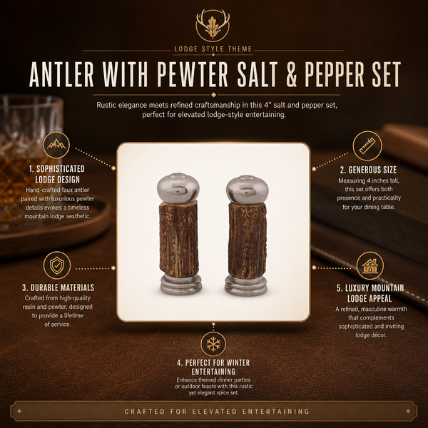 Antler with Pewter Salt & Pepper Set