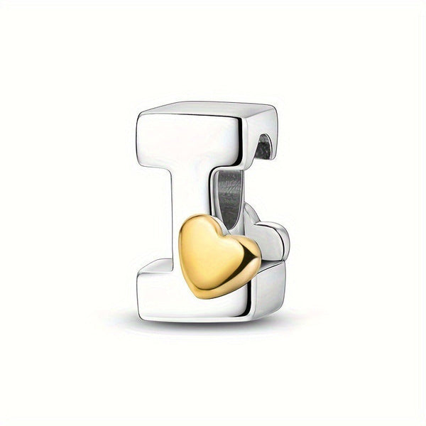 Copper Plated Silver English Letter Pendant Bead Bracelet Necklace Diy