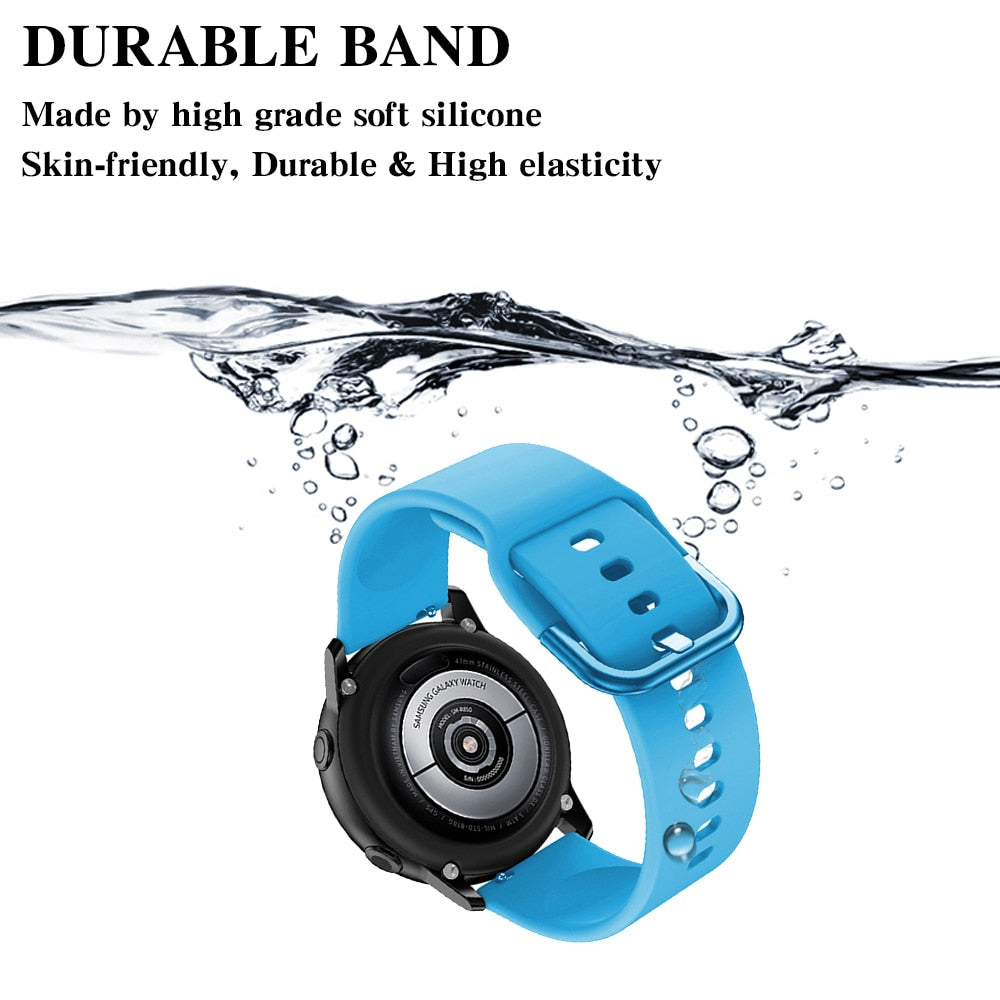 Suitable for Samsung Galaxy Watch Active2 Solid Color Silicone Strap 20/22mm Universal Strap
