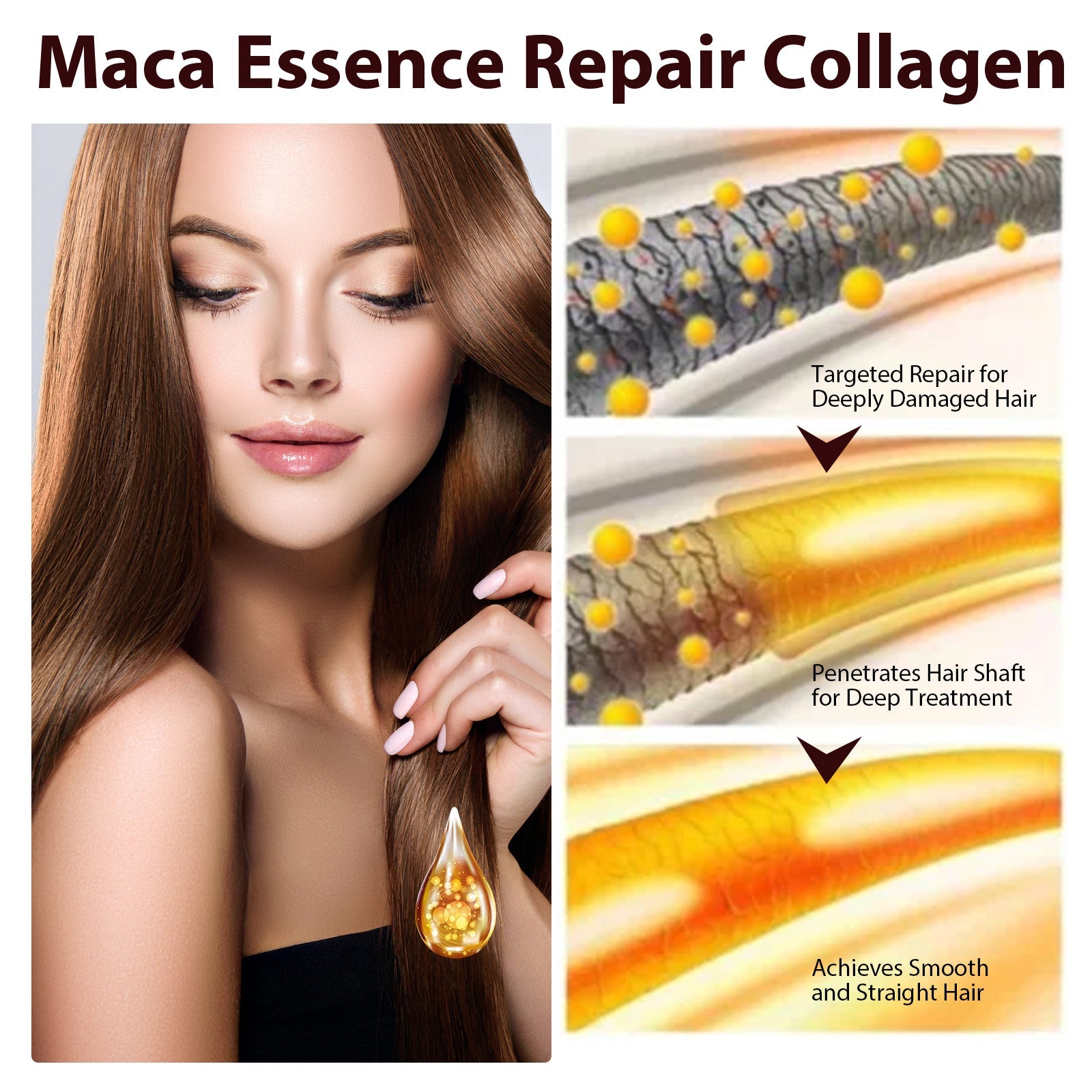 Maca Essence Repair Collagen, Repair Bifurcate Improve Hair Moist Smooth The Hair Essence