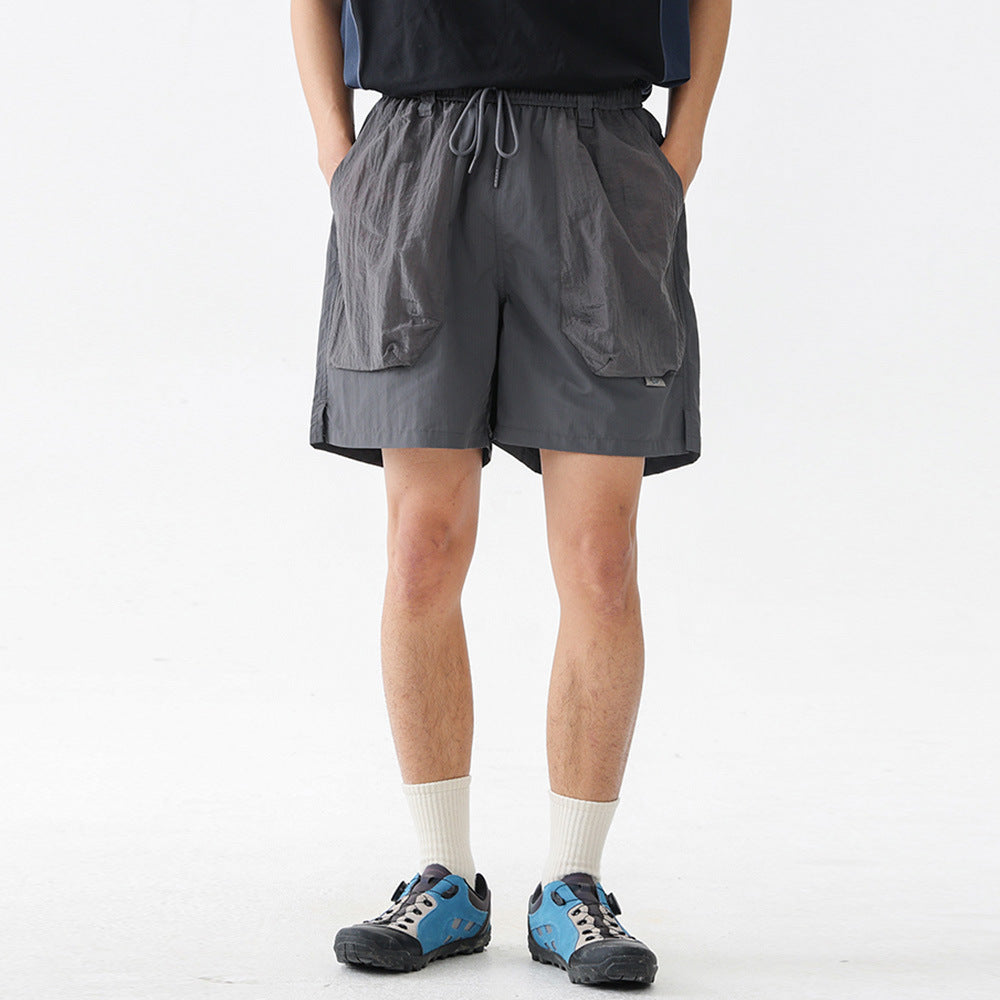 Color Block Pocket Short Length Men's Summer Casual Loose Street Trendy Ins Elastic Waist Sports Shorts