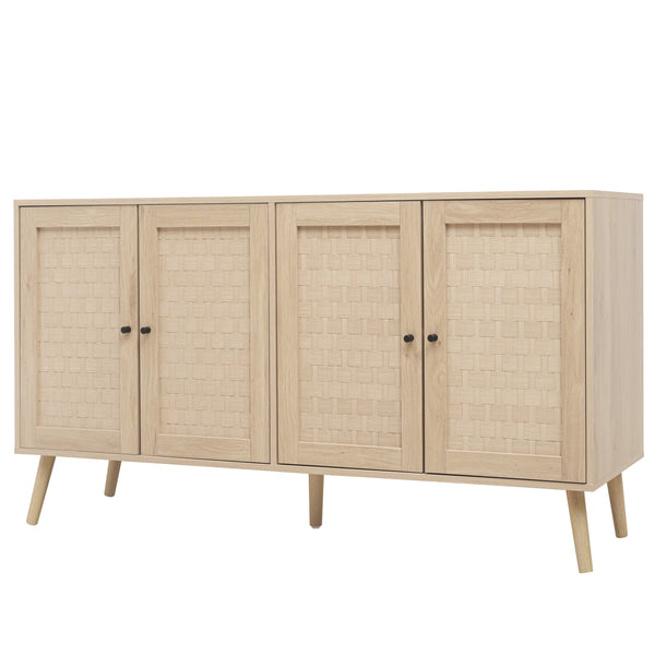 4 Door Accent Cabinet Sideboard Buffet Storage Cabinet with Adjustable Shelf for Entryway Living Room Bedroom