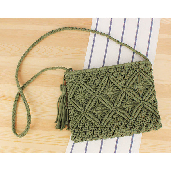 Tassel Handheld Woven Bag Retro Handheld Woven Bag Summer Vacation Tourism Beach Bag