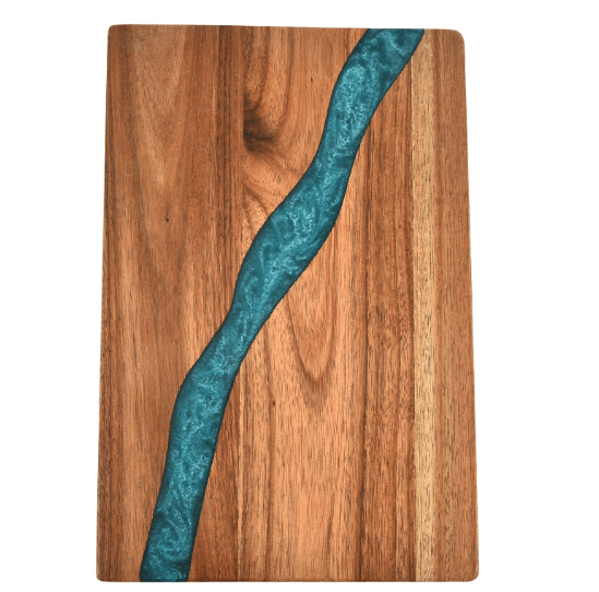Heavy Duty Serving Tray Chopping Board With Ocean Wave  Epoxy Resin Wood Cutting Board