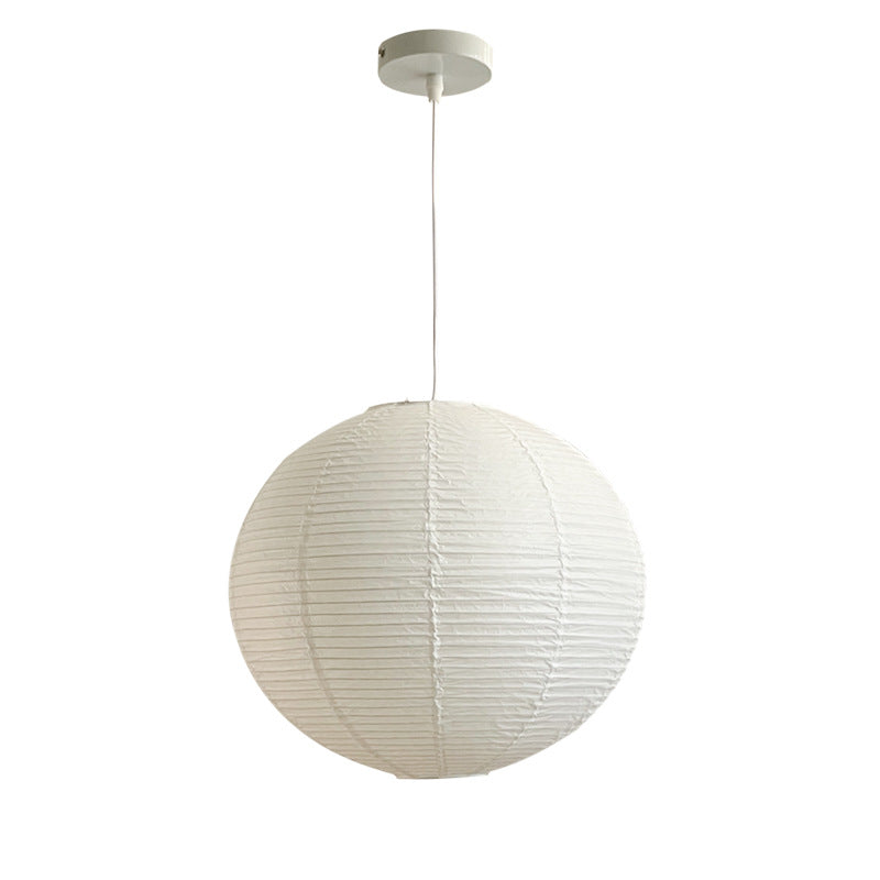 White Japanese style pendant light simple living room round rice paper round LED pendant light