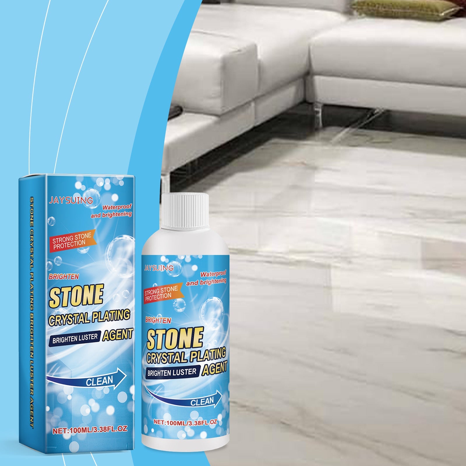 Stone Crystal Plating Agent, Kitchen Quartz Tile Countertop Scratch Repair Cleaning Stain Brightener