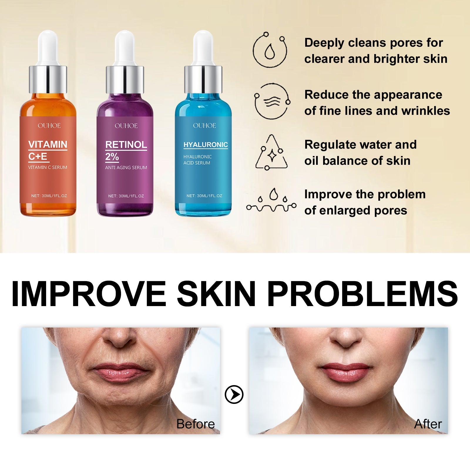 Grape Fruit Essence, Moisturizing, Tender, Firming, Smoothing, Fine Lines And Anti-Wrinkle Skin Care Essence