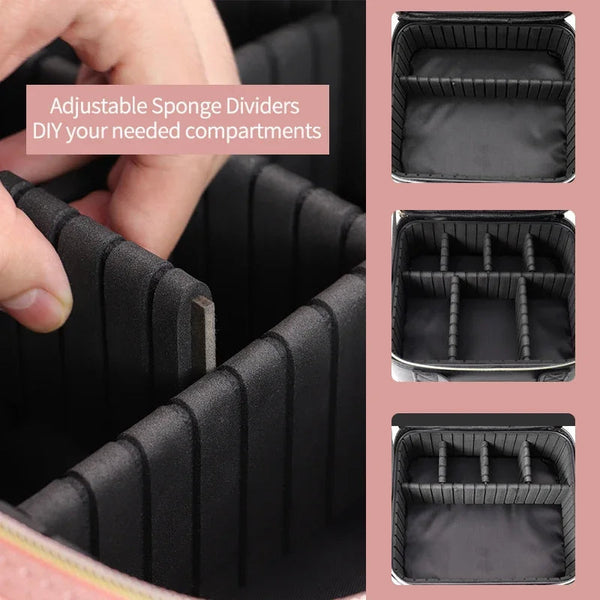 Light Up Box Vanity Organizer Portable Makeup Bag Mirror With Led Light