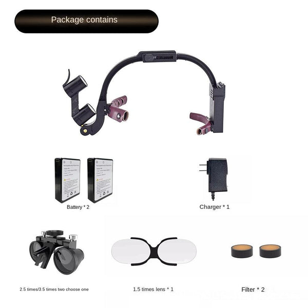 Dental oral head mounted magnifier with headlight HD orthopedic ENT optical instrument magnifying lens light