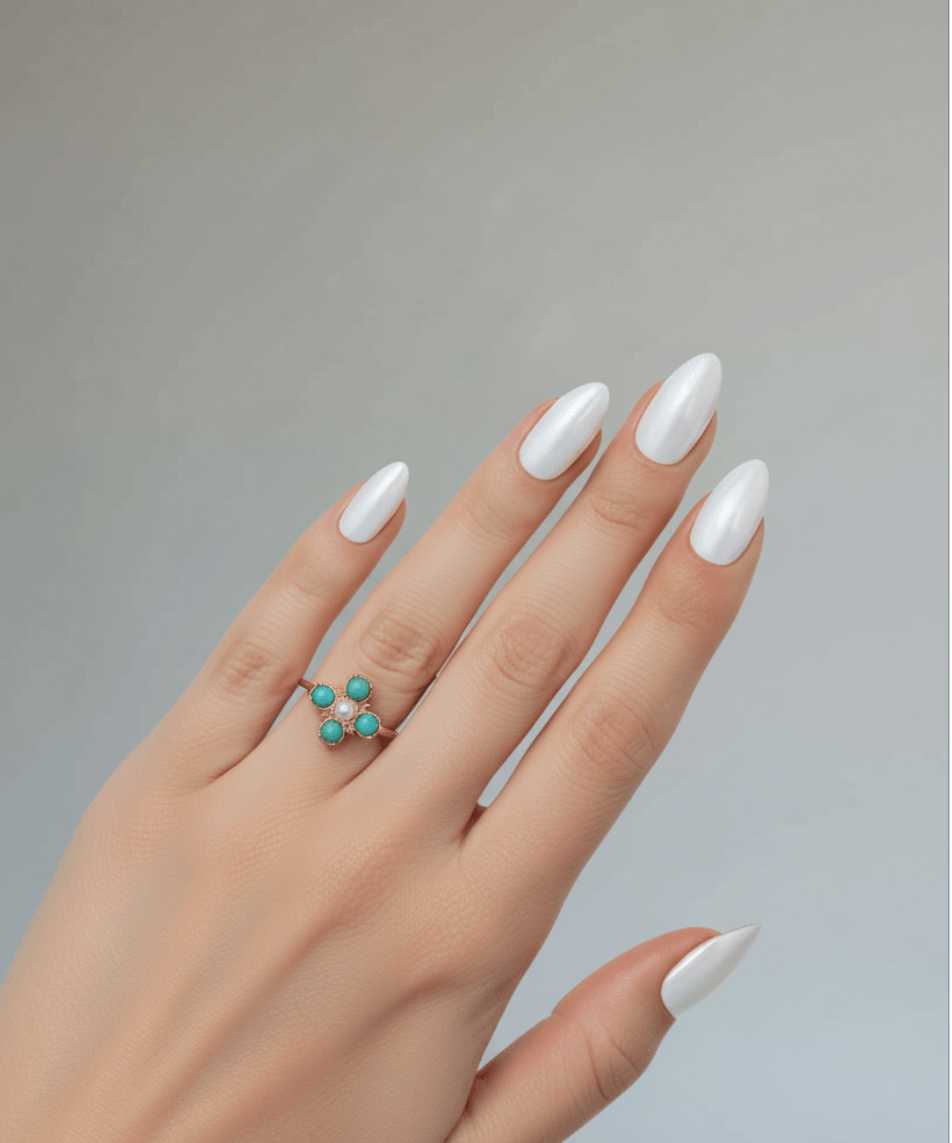 Turquoise Pearl Glory Cross Ring