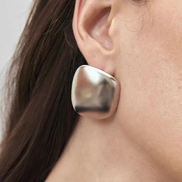 Gold Color Metal Rings Irregular Geometric Wide Noodle Finger Fing for Women Jewelry Retro Light Luxury  New Gift Accessorie