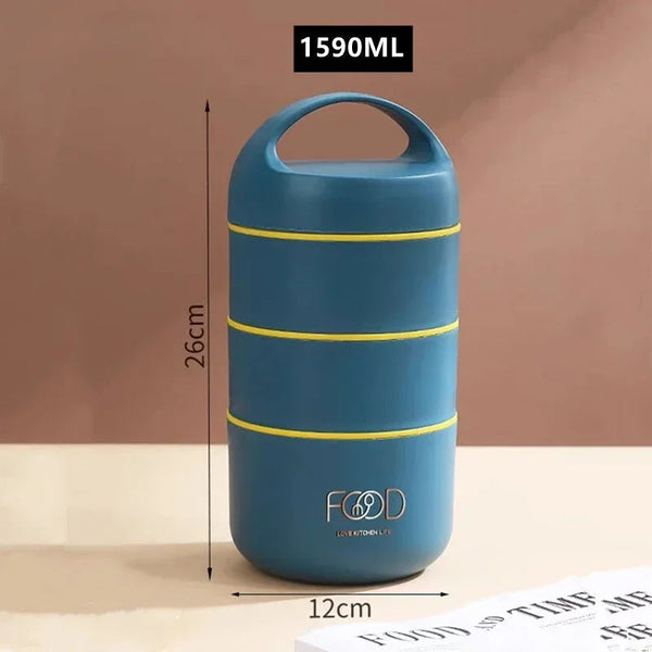 1240ML/1590ML Large Capacity Stainless Steel 304 Lunch Box Leak-Proof Multi layer Thermal Bento Box Adult Student Food Container