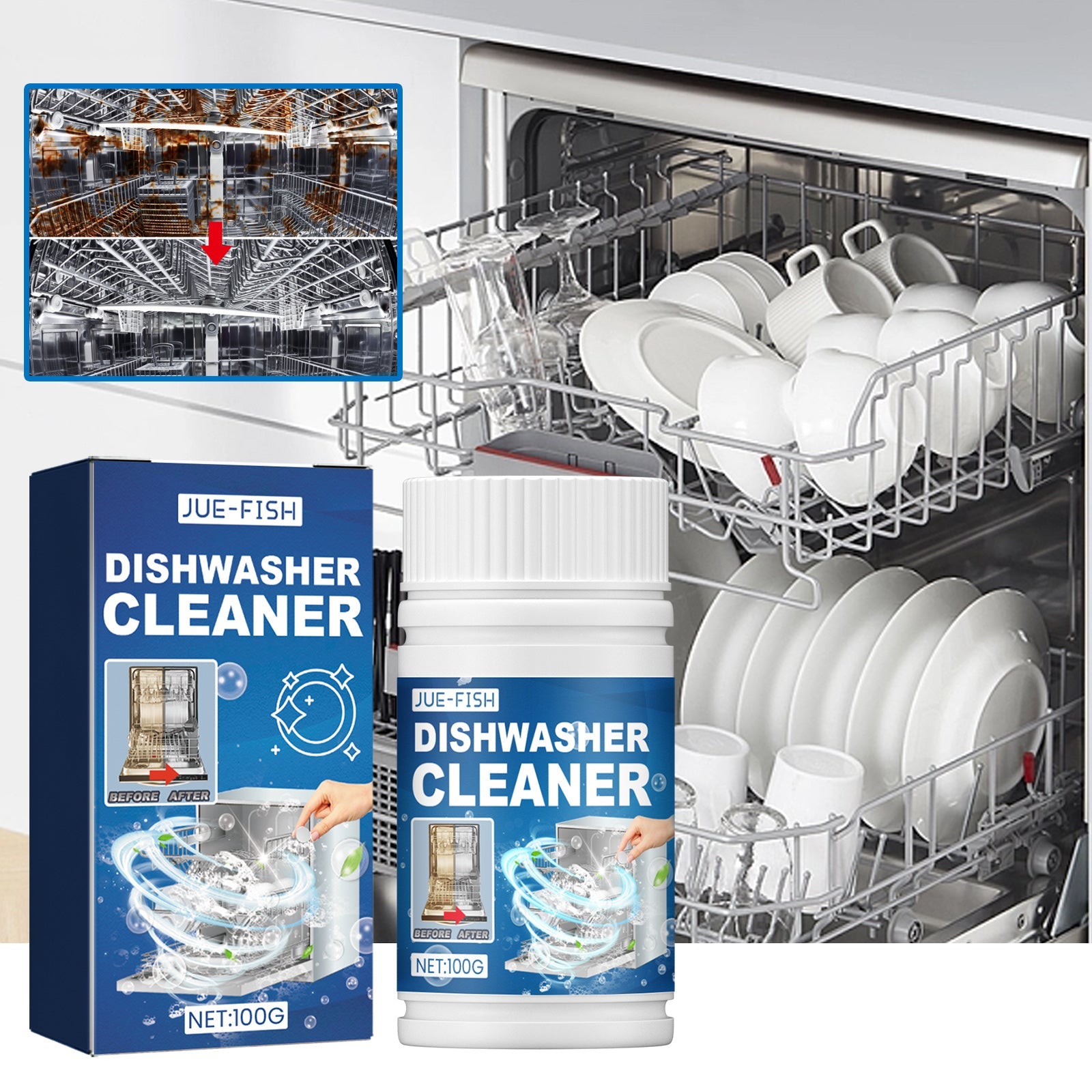Dishwasher Cleaner, Clean Oil And Scale Desalting Odor Kitchen Tableware Care Cleaner