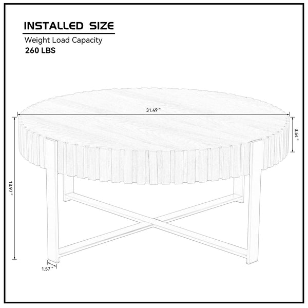 Modern Handcraft Drum Coffee Table 31.5 inch Round Coffee Table for Living Room,Small Coffee Table with Sturdy Pedestal,Black V.I.P Digital Presence