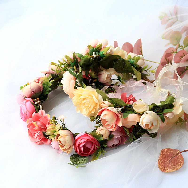 Wreath, European and American fashion, women's simulated flower hair accessories, Hawaiian wedding photography, headwear, headwear for women