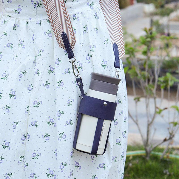 Outdoor insulated cup diagonal cup cover detachable woven shoulder strap bottle cover stainless steel kettle cover