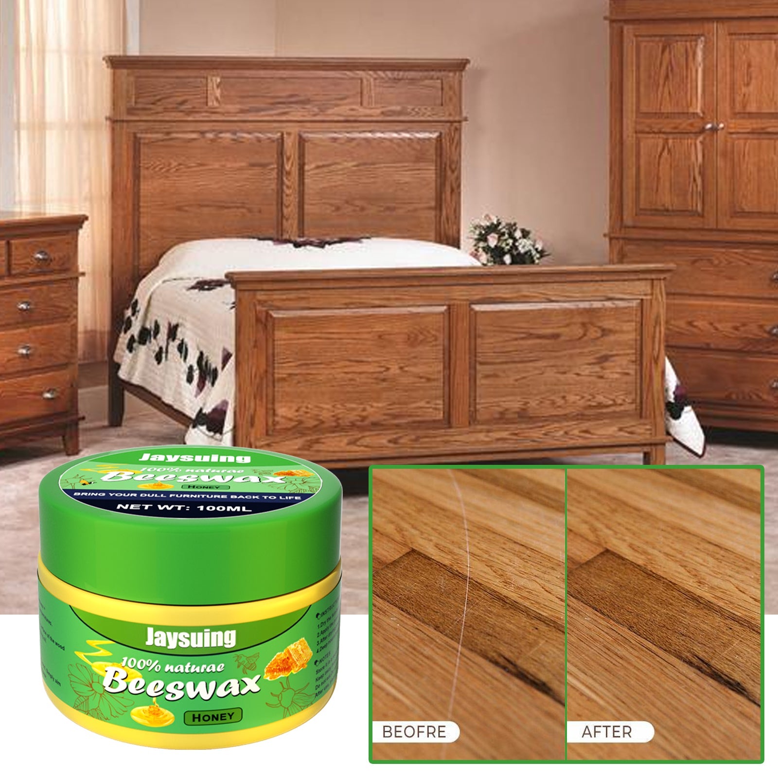 Wood Scratch Repair Beeswax, Solid Wood Floor Furniture Waxing Repair Scratch Repair Beeswax