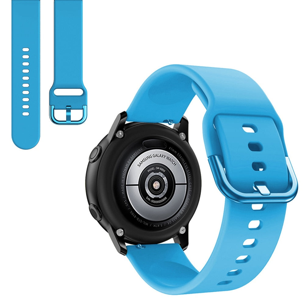 Suitable for Samsung Galaxy Watch Active2 Solid Color Silicone Strap 20/22mm Universal Strap