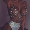 Queen Bling Metal Tassel Details Tank Tops Festival Rave Clothing Summer Sexy Backless Rave Body Chain Beach Tops
