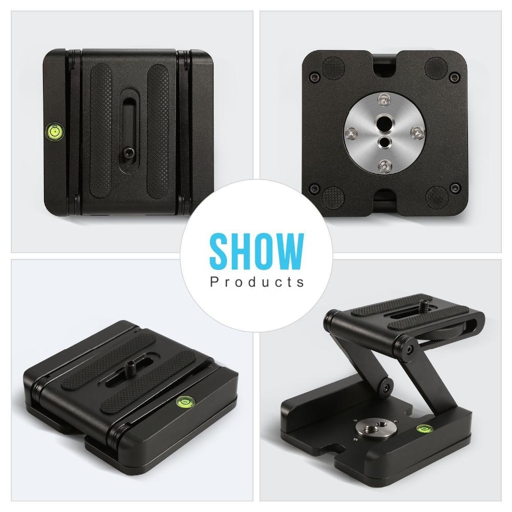Z Flex Tilt Tripod Head Aluminum Alloy Folding Z Tilt Head Quick Release Plate Stand Mount Spirit Level