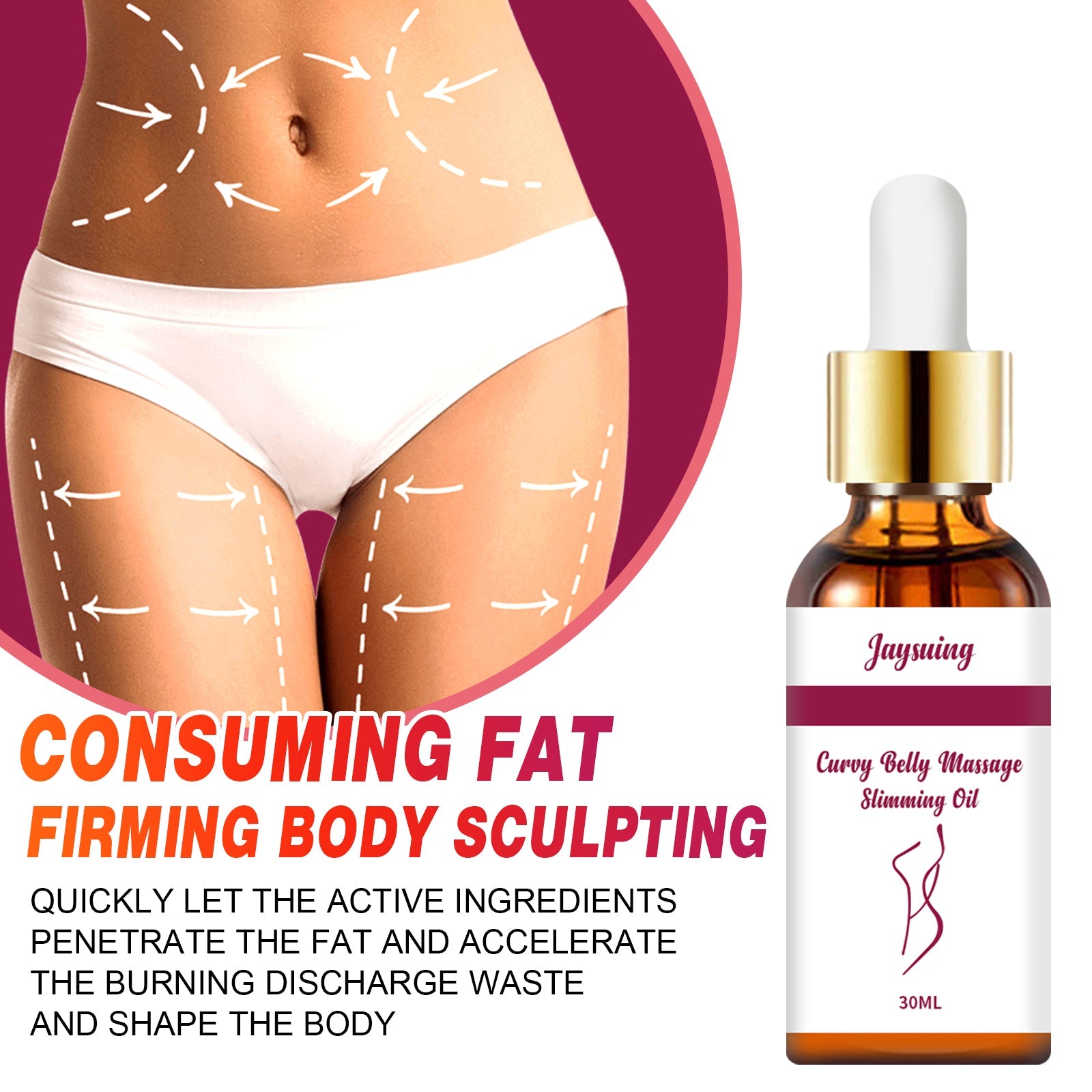 Body Shaping Essential Oil, Slimming Fat Belly Thighs Body Slimming Beauty Massage Essential Oil