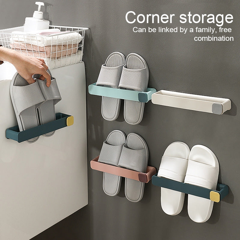 Punch-Free Shoe Rack Bathroom Slippers Rack a Lot Of Toilet Storage Wall Hanging Rack