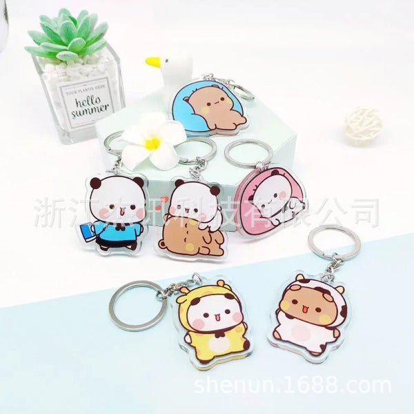 Cute cartoon Bubudu Giant Panda Pendant Keychain Car Key Acrylic Backpack Keychain Pendant