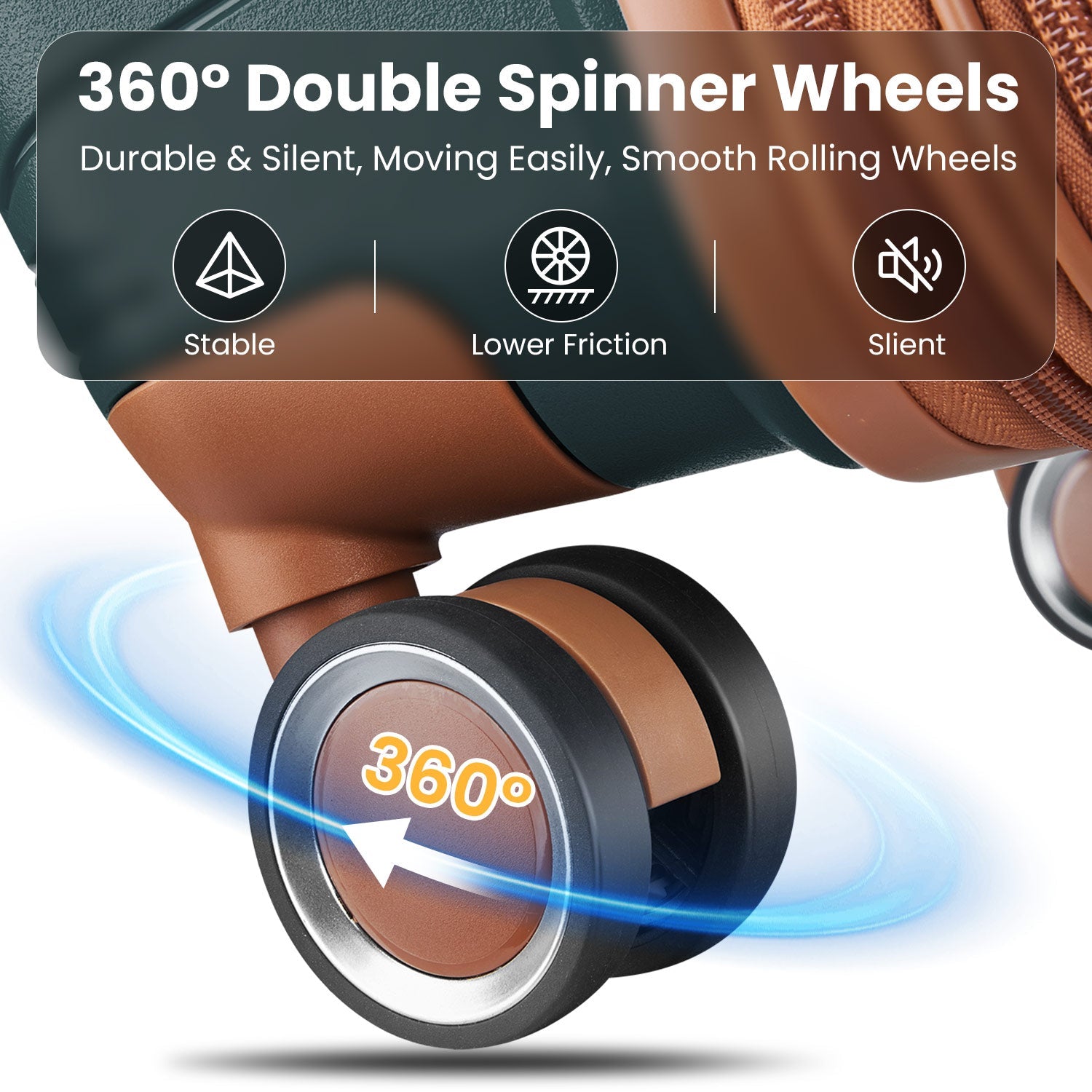 Luggage set of 4 pieces (14/20/24/28) with 4 360 degree silent rotating wheels made of PP material and durable TSA lock