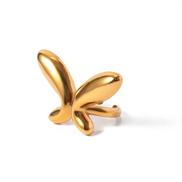 18K Gold-Plated Stainless Steel Butterfly Ring