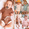 2020 Toddler Baby Boys Girls Summer Clothing Newborn Kids Baby Girls Ribbed Knitted Short Sleeve T-shirts+Shorts Tracksuits Sets